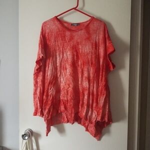 ALEMBIKA Coral Red Pullover Crinkle Top M